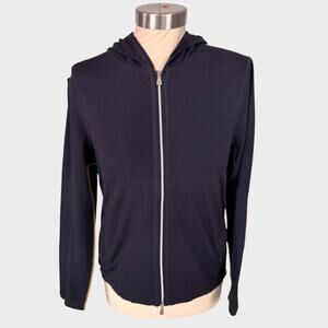 One Girl Who...Large Black White Hooded Full Zip Sweatshirt Nylon Spandex